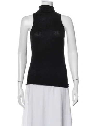 Pre-owned Enza Costa Turtleneck Sleeveless Top In Grey