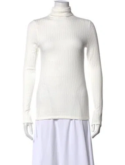 Pre-owned Enza Costa Turtleneck Sweater In White