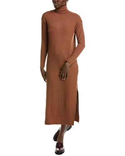 Enza Costa Turtleneck Sweaterdress In Brown