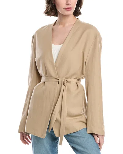 Enza Costa Twill Belted Linen-blend Jacket In Brown