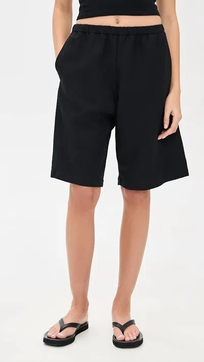Enza Costa Twill Bermuda Shorts In Black