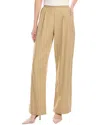 Enza Costa Twill Pleated Linen-blend Pant In Brown