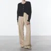 Enza Costa Twill Pleated Pant In Tan In Multi
