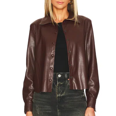 Enza Costa Vegan Leather Shirt In Chocolate In Gold