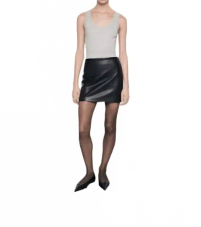 Enza Costa Vegan Soft Leather Mini Skirt In Black