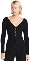 Enza Costa Viscose Sweater V Cardigan Black In Black