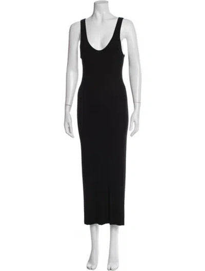 Pre-owned Enza Costa V-neck Long Dress In Black