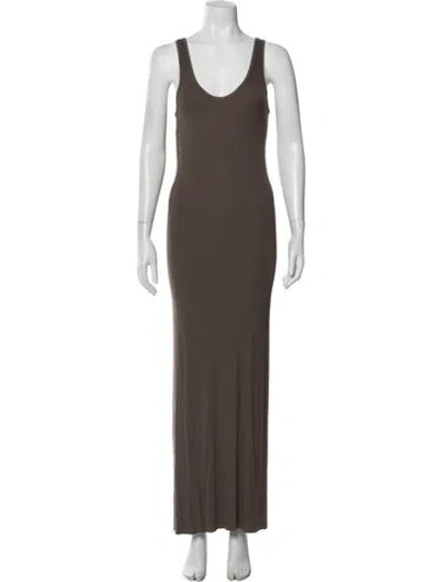 Pre-owned Enza Costa V-neck Long Dress In Brown