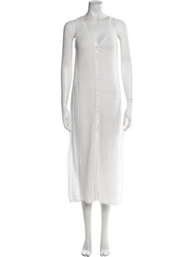 Pre-owned Enza Costa V-neck Long Dress In White