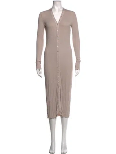 Pre-owned Enza Costa V-neck Long Dress In Yellow