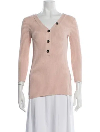 Pre-owned Enza Costa V-neck Long Sleeve Top In Brown