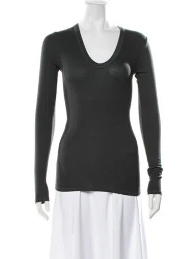 Pre-owned Enza Costa V-neck Long Sleeve T-shirt In Black