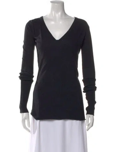 Pre-owned Enza Costa V-neck Long Sleeve T-shirt In Blue