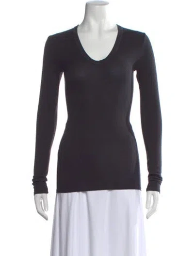 Pre-owned Enza Costa V-neck Long Sleeve T-shirt In Gray