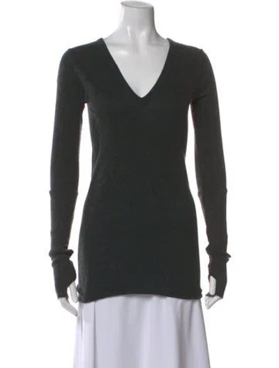 Pre-owned Enza Costa V-neck Long Sleeve T-shirt In Gray
