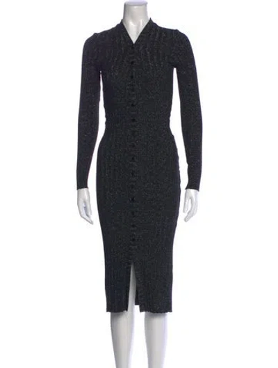 Pre-owned Enza Costa V-neck Midi Length Dress In Black
