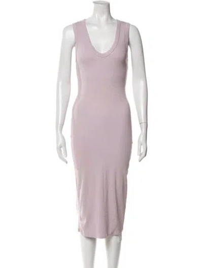 Pre-owned Enza Costa V-neck Midi Length Dress In Purple
