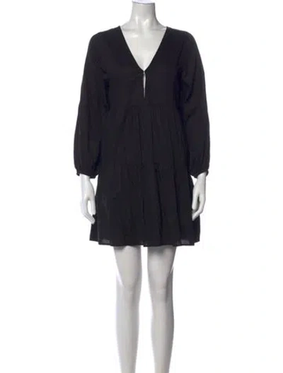 Pre-owned Enza Costa V-neck Mini Dress In Black