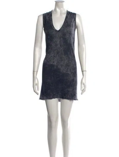Pre-owned Enza Costa V-neck Mini Dress In Grey