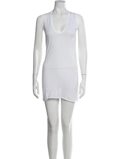 Pre-owned Enza Costa V-neck Mini Dress In White