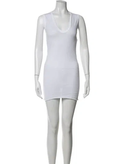 Pre-owned Enza Costa V-neck Mini Dress In White