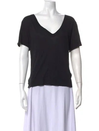 Pre-owned Enza Costa V-neck Short Sleeve T-shirt In Black