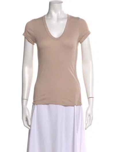 Pre-owned Enza Costa V-neck Short Sleeve T-shirt In Pink
