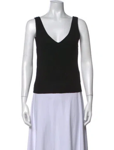 Pre-owned Enza Costa V-neck Sleeveless Top In Black