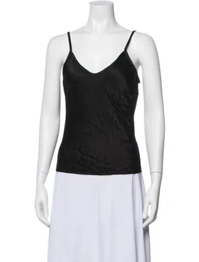 Pre-owned Enza Costa V-neck Sleeveless Top In Black