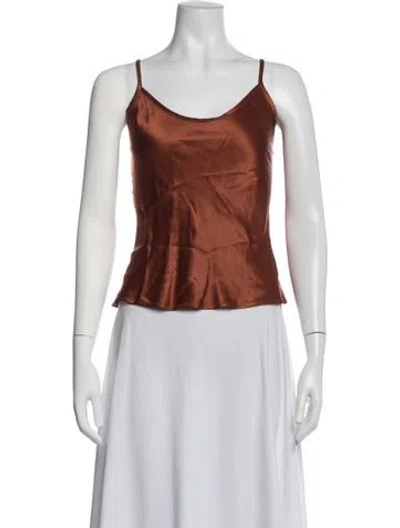Pre-owned Enza Costa V-neck Sleeveless Top In Brown