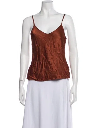 Pre-owned Enza Costa V-neck Sleeveless Top In Orange