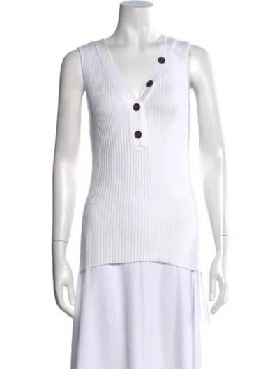 Pre-owned Enza Costa V-neck Sleeveless Top In White