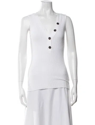 Pre-owned Enza Costa V-neck Sleeveless Top In White