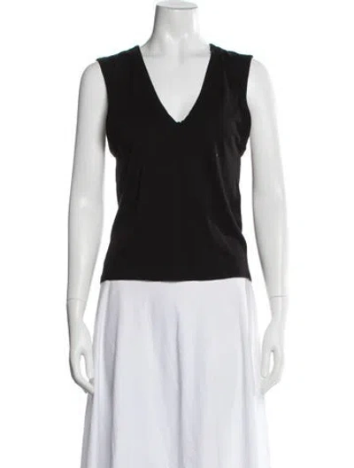 Pre-owned Enza Costa V-neck Sleeveless T-shirt In Black