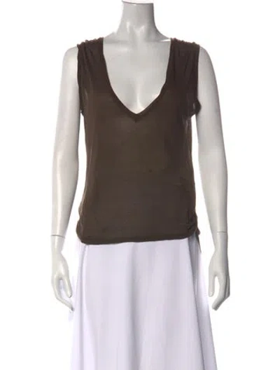 Pre-owned Enza Costa V-neck Sleeveless T-shirt In Brown
