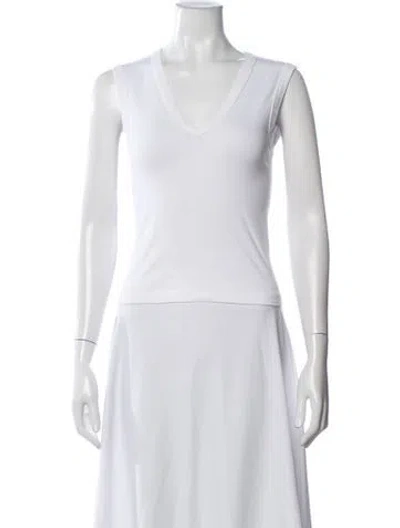 Pre-owned Enza Costa V-neck Sleeveless T-shirt In White