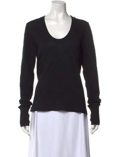 Pre-owned Enza Costa V-neck Sweater In Black
