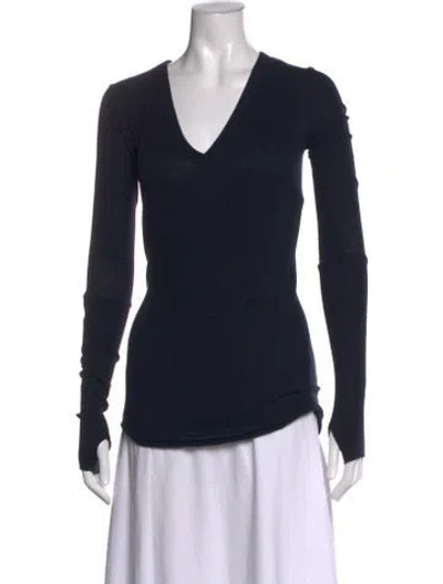 Pre-owned Enza Costa V-neck Sweater In Black/blue