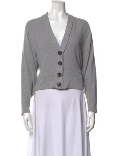 Pre-owned Enza Costa V-neck Sweater In Grey