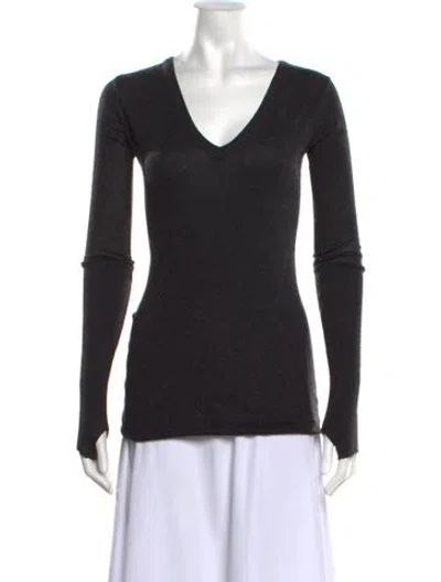 Pre-owned Enza Costa V-neck Sweater In Grey