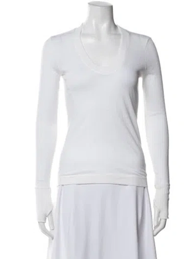 Pre-owned Enza Costa V-neck Sweater In White