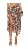 Enza Costa Wave Print Sarong In Brown