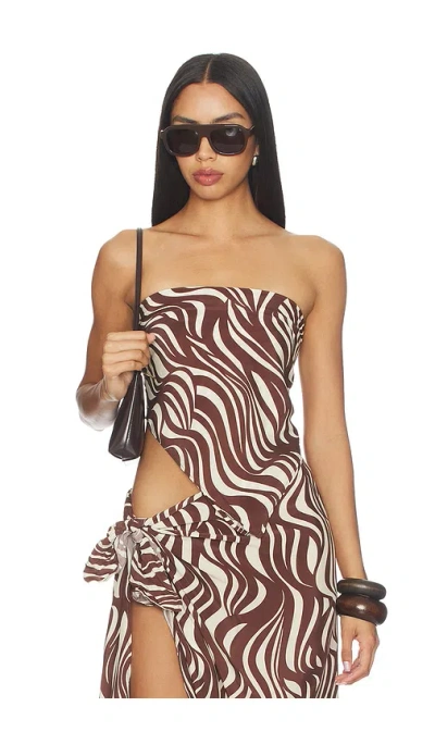 Enza Costa Wave Print Scarf Top In Animal Print
