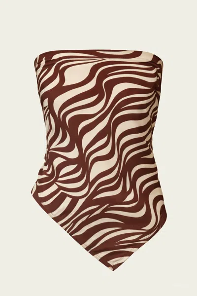 Enza Costa Wave Print Scarf Top In Wave Print In Multi