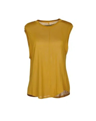 Enza Costa Woman T-shirt Mustard Size Xs Rayon, Silk In Yellow