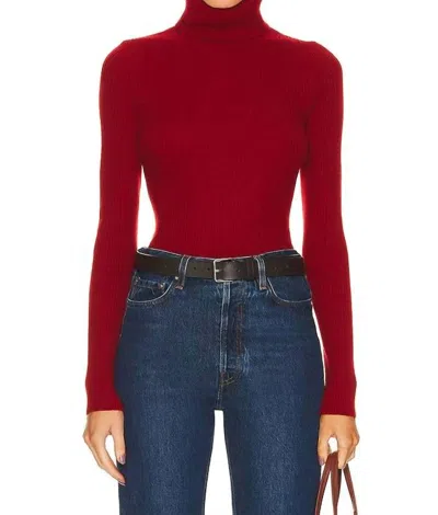 Enza Costa Women's Cashmere Rib Turtleneck Sweater In Red