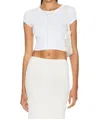 Enza Costa Women's Cropped Cap Sleeve T-shirt In White