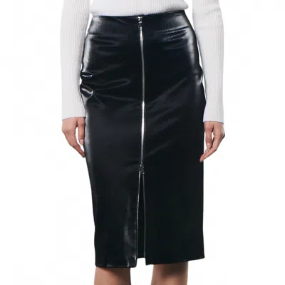 Enza Costa Women's Satin Finish Leather Skirt In Black