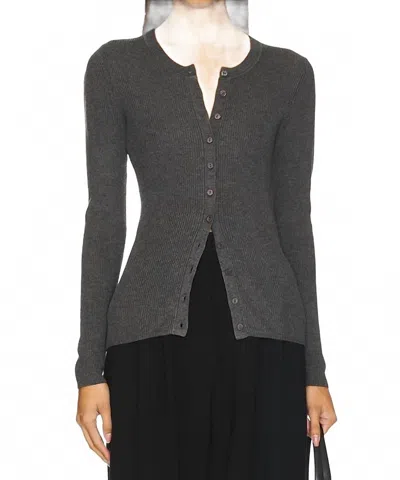 Enza Costa Women's Sweater Rib Fitted Cardigan In Heather