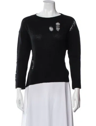Pre-owned Enza Costa Wool Crew Neck Top In Black